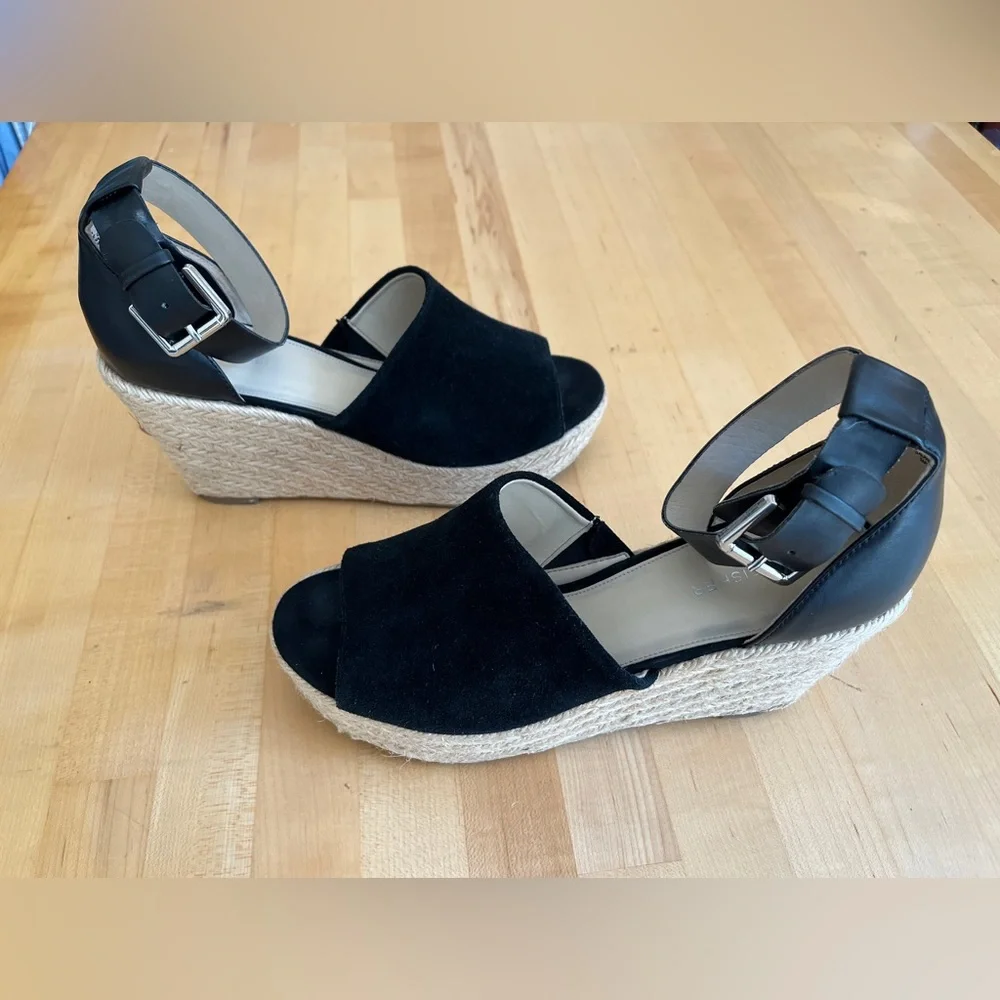 MARC FISHER Platform Espadrilles Suede & Leather Sandals Shoes Size 9.5 *EUC*